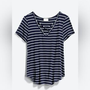 Dulce Short Sleeve Knit Top - Navy and White Stripe
